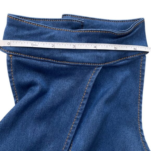 M Michel Open Back Flared Denim Jumpsuit Size Small - Picture 13 of 16